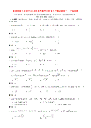 北京科技大學(xué)附中2013版高考數(shù)學(xué)二輪復(fù)習(xí) 沖刺訓(xùn)練提升 平面向量