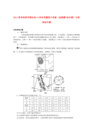 2013高考地理 沖刺必備 14種必考題型大突破（選擇題+綜合題）比較類綜合題