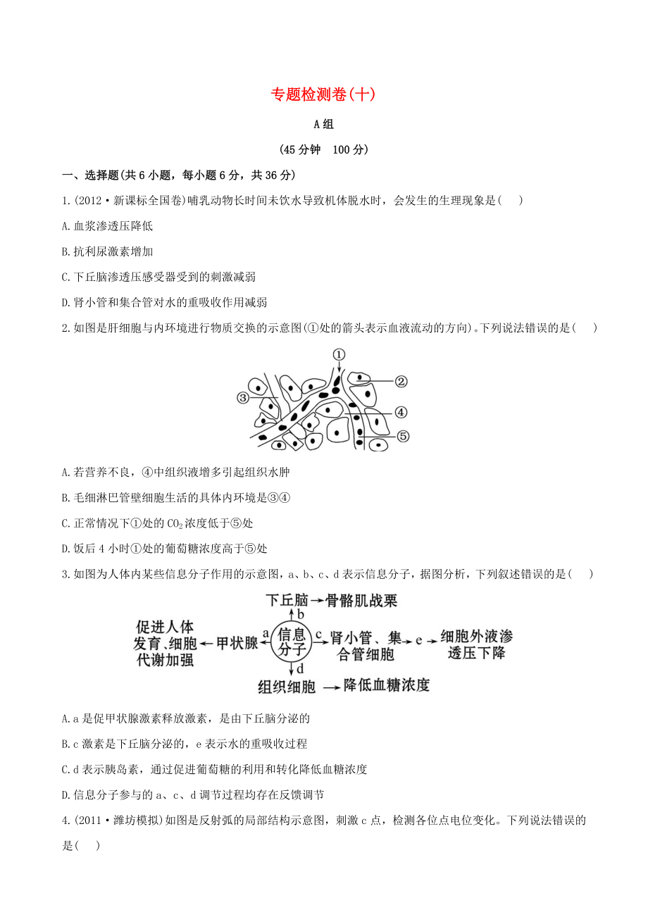 2013高考生物 模擬沖刺16天 5.2人和動(dòng)物生命活動(dòng)的調(diào)節(jié)_第1頁(yè)