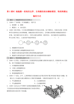 2012高考生物一輪復習 精編練習資料 第5課時 細胞膜 系統(tǒng)的邊界 生物膜的流動鑲嵌模型 新人教版必修1