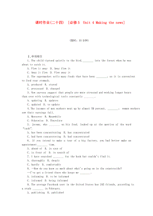 （北京專用）2014屆高考英語一輪復(fù)習(xí)方案 作業(yè)手冊（24） Unit 4 Making the news（含解析） 新人教版必修5