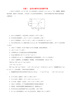 2013高考化學 必考題型早知道 專題十 鹽類水解和沉淀溶解平衡 新人教版