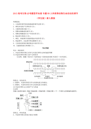 2013高考生物 必考題型早知道 專題09 人和高等動物生命活動的調(diào)節(jié)（學(xué)生版）新人教版