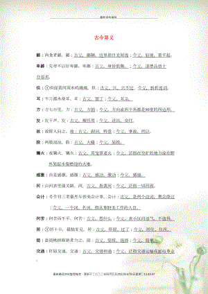 初中語文知識點整理 文言文古今異義字素材 新人教版(共2頁DOC)