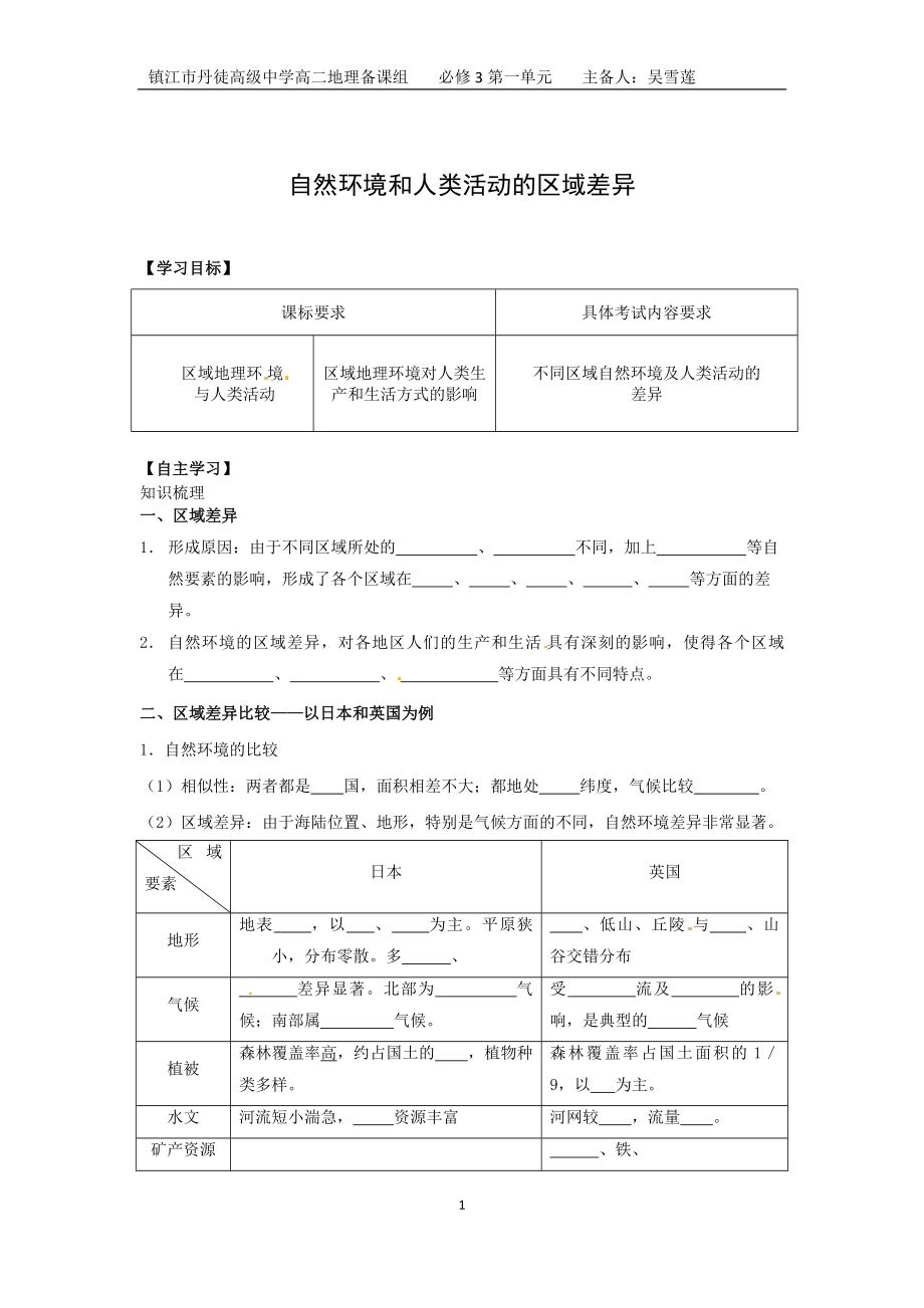 自然环境与人类活动的区域差异_第1页