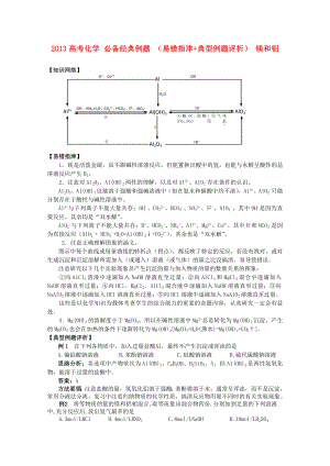 2013高考化學 必備經(jīng)典例題 （易錯指津+典型例題評析） 鎂和鋁