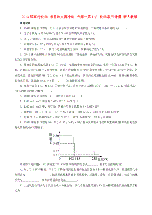 2013屆高考化學(xué) 考前熱點再沖刺 專題一第1講 化學(xué)常用計量 新人教版