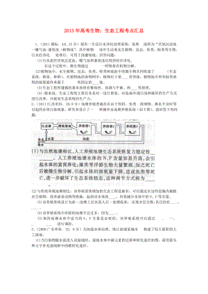 2013年高考生物 生態(tài)工程考點(diǎn)匯總（含高考真題解析）