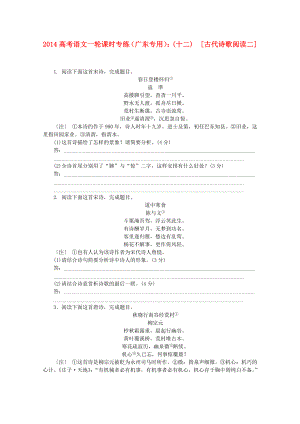 （廣東專用）2014高考語(yǔ)文一輪 課時(shí)專練(十二) 古代詩(shī)歌閱讀二