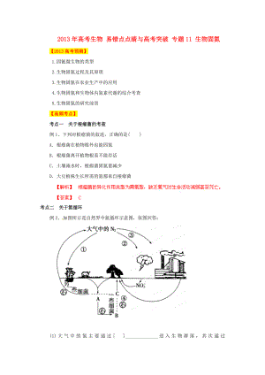 2013年高考生物 易錯點點睛與高考突破 專題11 生物固氮