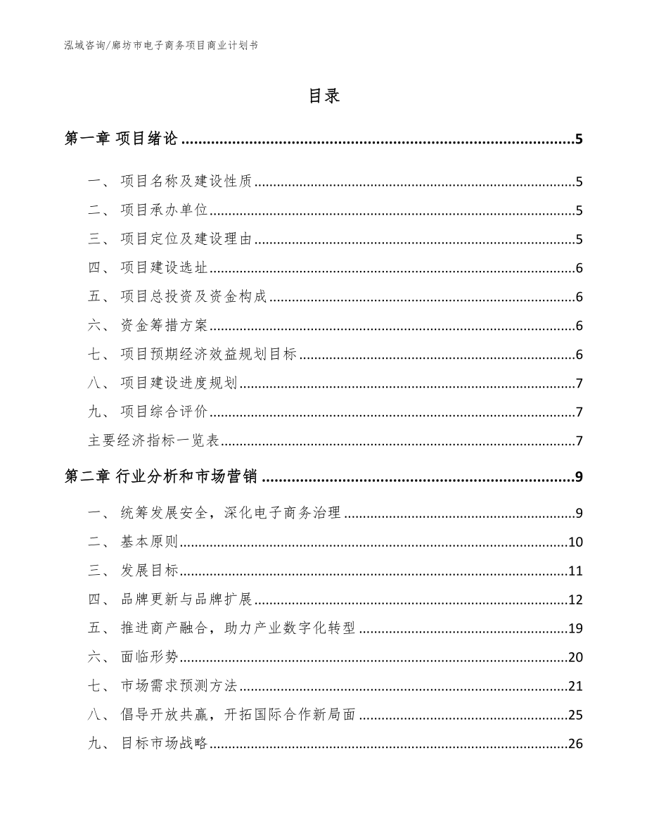 廊坊市电子商务项目商业计划书_第1页