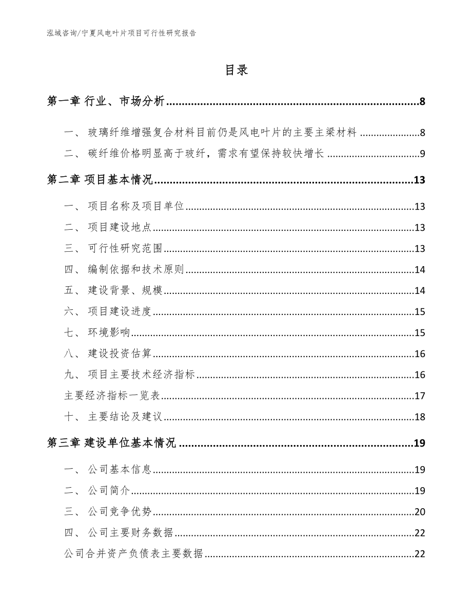 宁夏风电叶片项目可行性研究报告_第1页