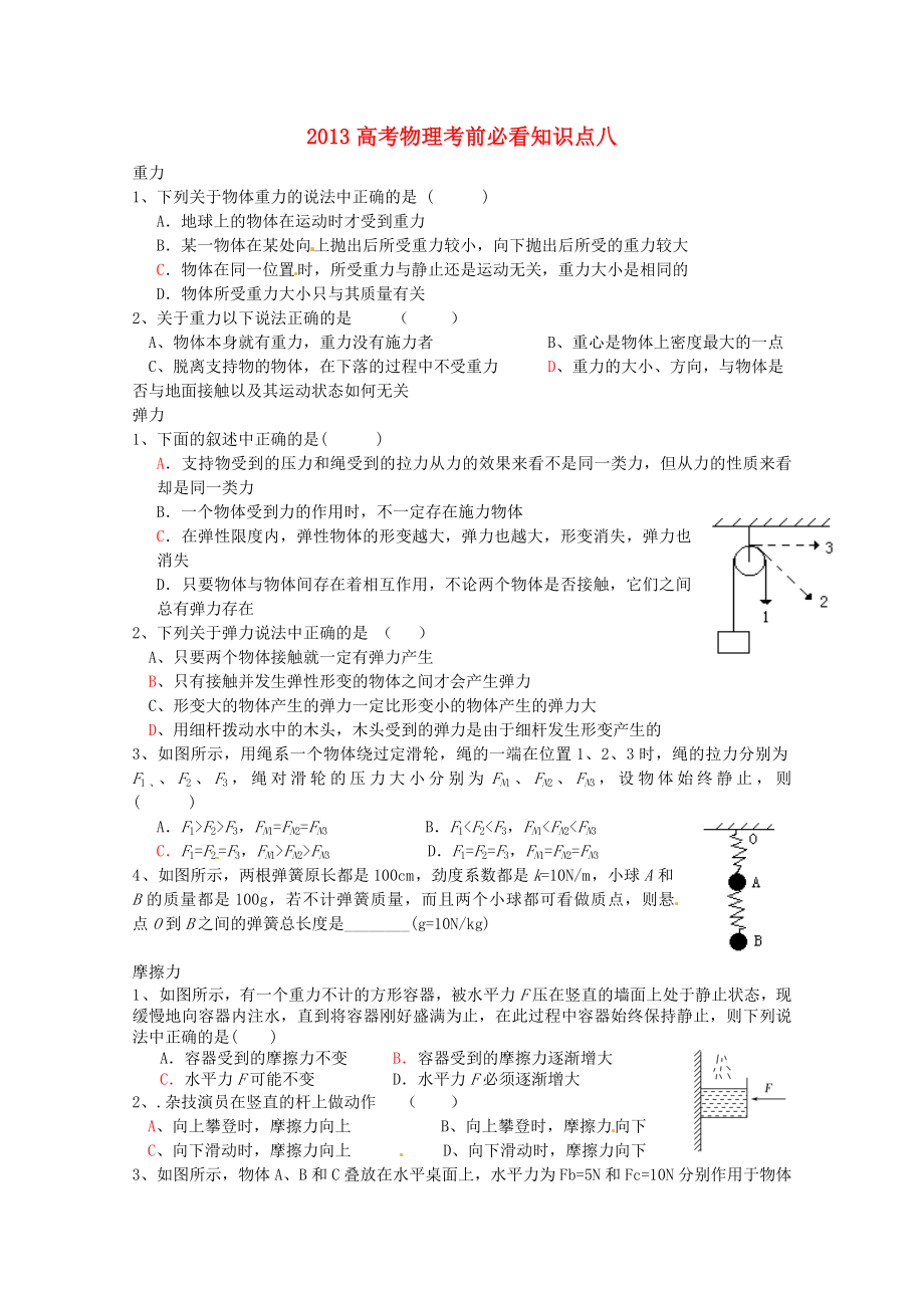 2013高考物理 考前必看知識點(diǎn)八_第1頁