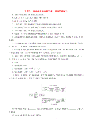 2013高考化學(xué) 必考題型早知道 專(zhuān)題九 弱電解質(zhì)的電離平衡 溶液的酸堿性 新人教版