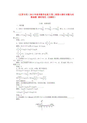 （江蘇專用）2013年高考數(shù)學(xué)總復(fù)習(xí) 第二章第6課時 對數(shù)與對數(shù)函數(shù)課時闖關(guān)（含解析）