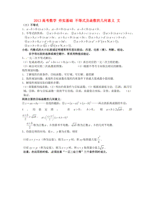 2013高考數學 夯實基礎 不等式及函數的幾何意義 文