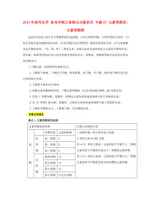 2013年高考化學(xué) 備考沖刺之易錯點點睛系列 專題07 元素周期表、元素周期律