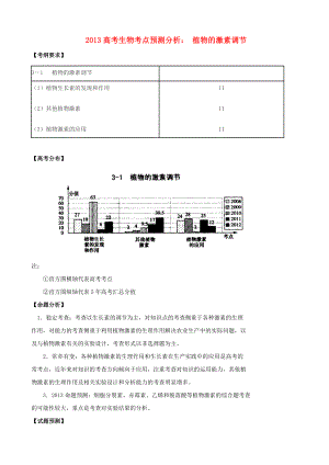 2013高考生物 考點(diǎn)預(yù)測分析 植物的激素調(diào)節(jié)（含解析）新人教版