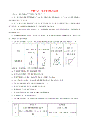 2013高考化學(xué) 必考題型早知道 專題十八 化學(xué)實驗基本方法 新人教版