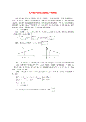 2013高考數(shù)學(xué) 秒殺必備 恒成立問題的一般解法