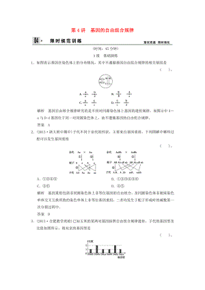 2014屆高三生物一輪 限時(shí)規(guī)范訓(xùn)練 2-1-4基因的自由組合規(guī)律（含解析）中圖版