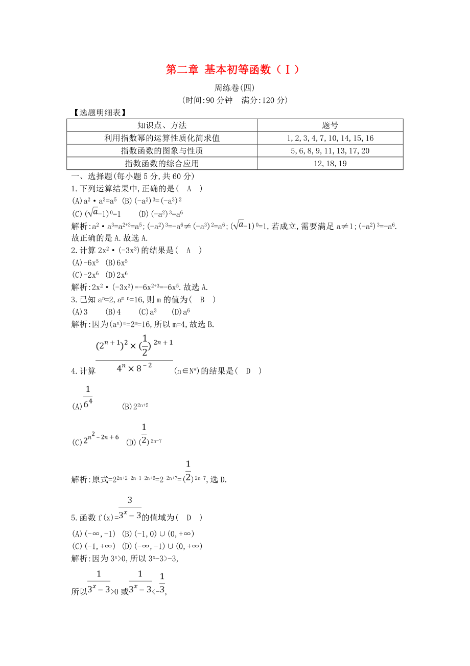 2018-2019學(xué)年高中數(shù)學(xué)第二章基本初等函數(shù)Ⅰ周練卷四新人教A版必修1_第1頁(yè)