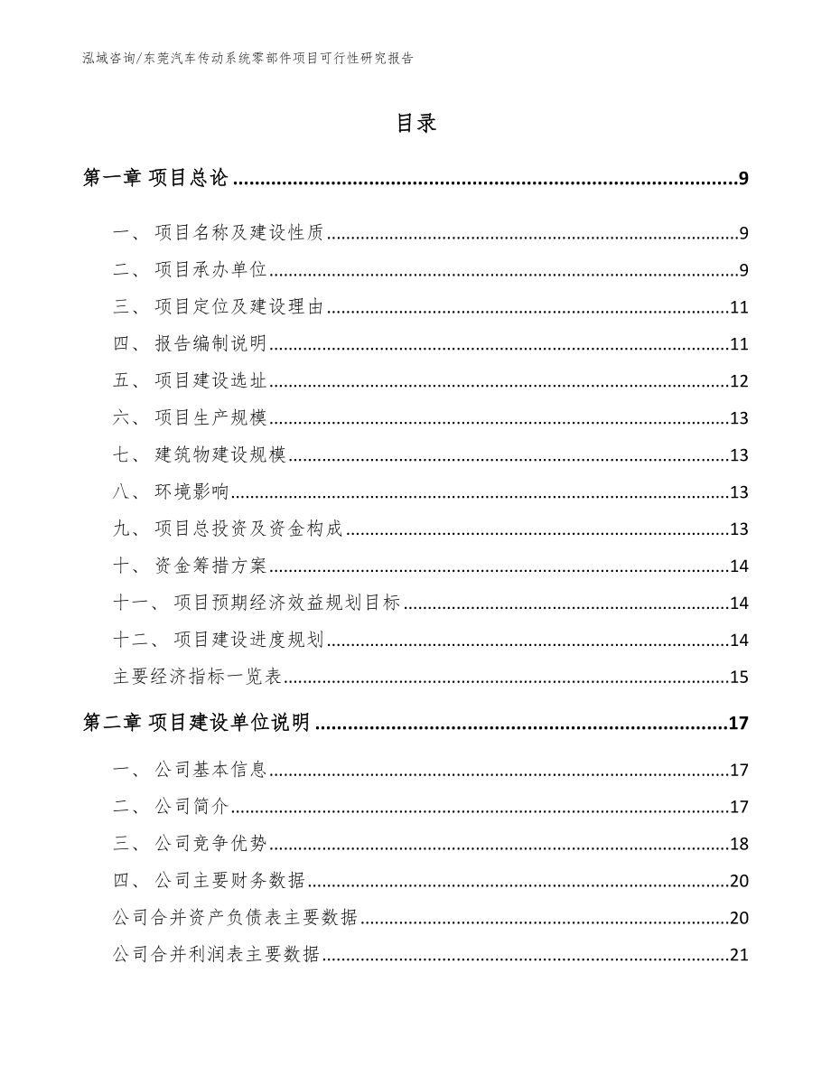 东莞汽车传动系统零部件项目可行性研究报告_第1页