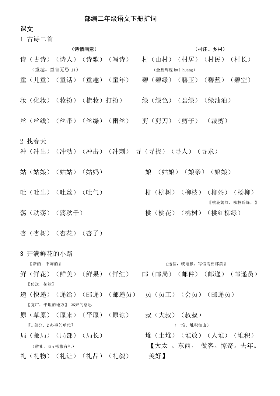 部编二年级语文下册扩词_第1页