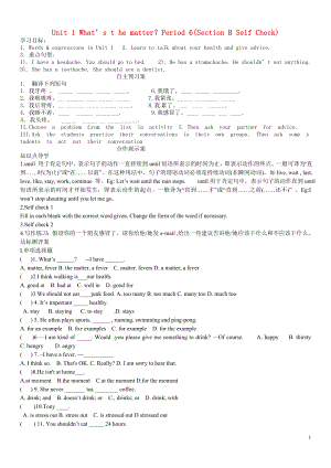 河南省虞城縣第一初級中學八年級英語下冊 Unit 1 What’s t he matter？Period 6(Section B Self Check)導學案（無答案）（新版）人教新目標版