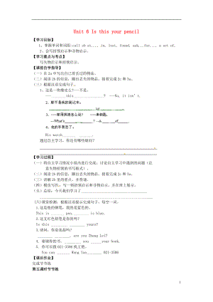 河南省濮陽市第六中學(xué)六年級英語上冊 Unit 6 Is this your pencil Period 5 Section B ( 2a-self check)導(dǎo)學(xué)案（無答案） 魯教版五四制