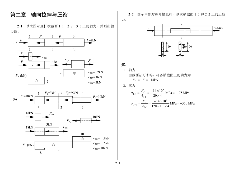 合工大材料力學(xué)答案第02章軸向拉伸與壓縮_第1頁(yè)