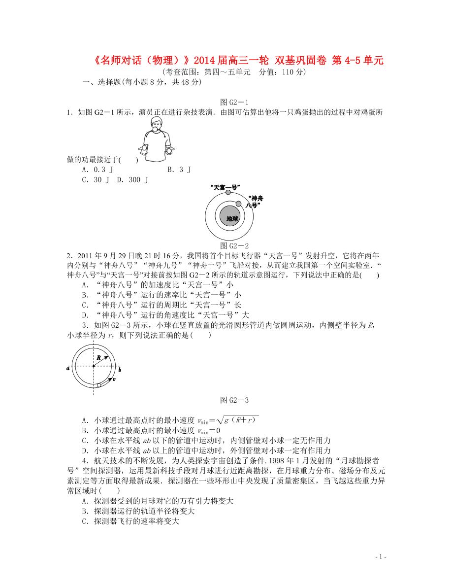 【名師對話】2014屆高三物理一輪 雙基鞏固卷 第4-5單元_第1頁