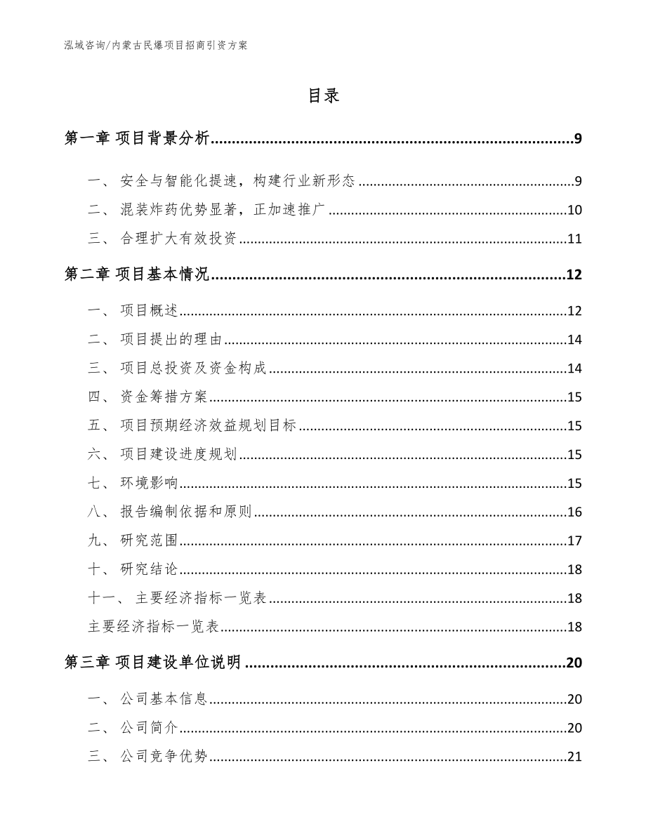 内蒙古民爆项目招商引资方案【范文模板】_第1页