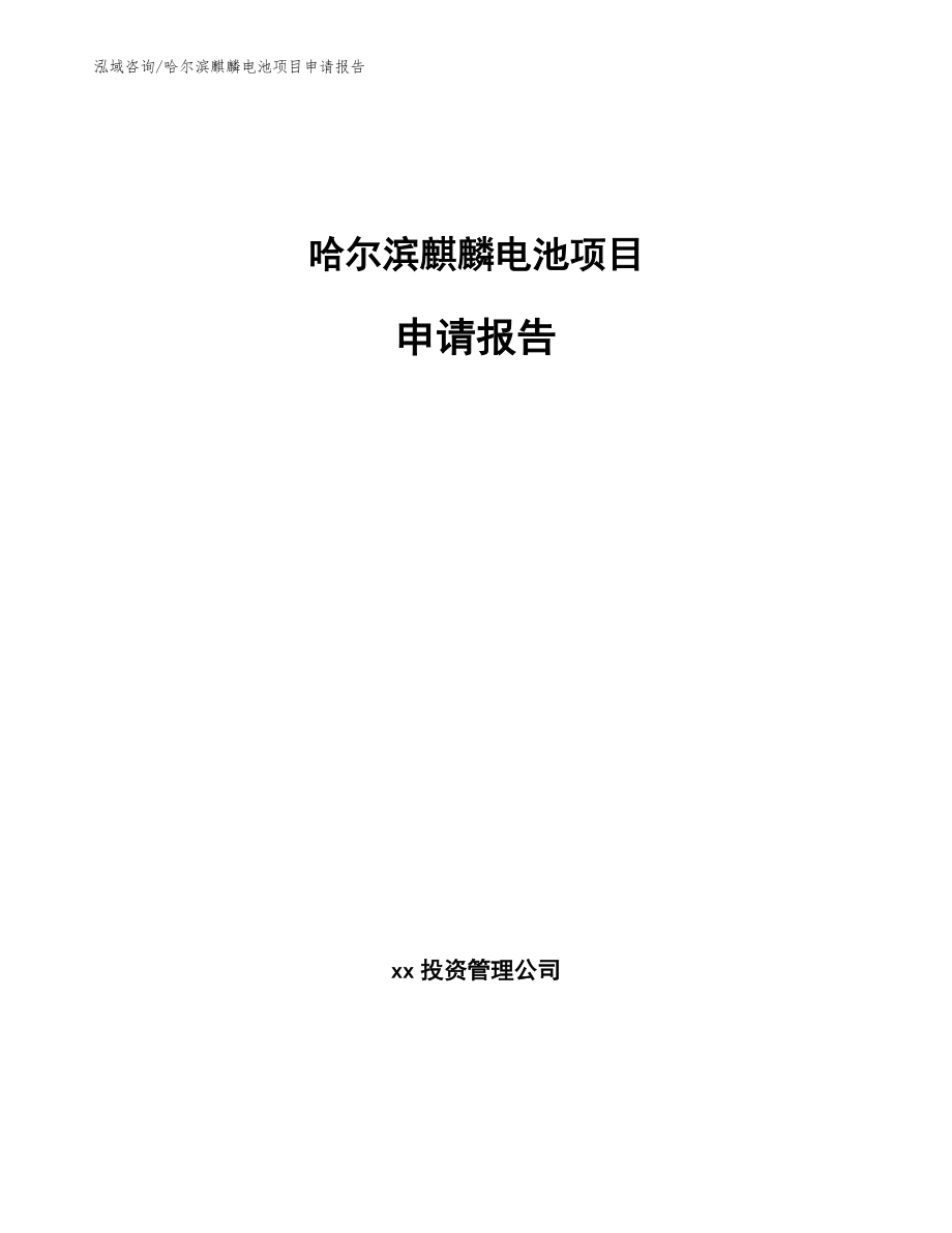哈尔滨麒麟电池项目申请报告_模板参考_第1页