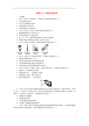 【聚焦中考】四川省2016中考物理 考點(diǎn)跟蹤突破 專題十五 內(nèi)能及其利用