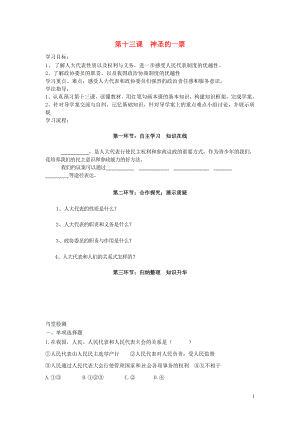 四川省遂寧市安居育才中學(xué)九年級政治全冊 第十三課 神圣的一票導(dǎo)學(xué)案（無答案） 教科版