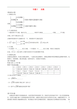 內(nèi)蒙古鄂爾多斯市東勝區(qū)培正中學(xué)2013屆中考數(shù)學(xué)專題復(fù)習(xí) 專題十 實(shí)數(shù)（無(wú)答案） 新人教版