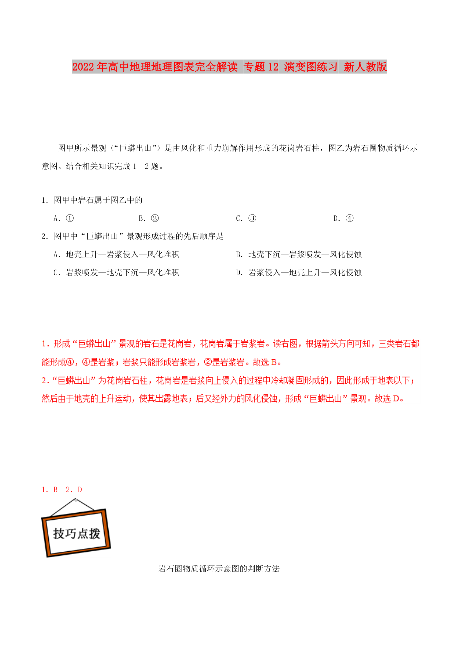 2022年高中地理地理图表完全解读 专题12 演变图练习 新人教版_第1页