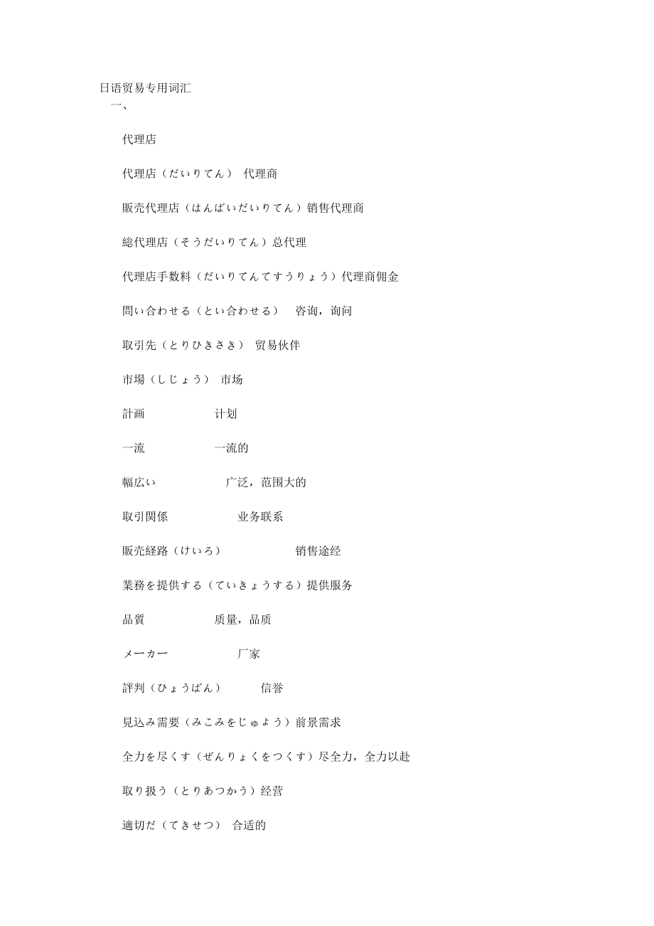 日语贸易专用词汇_第1页