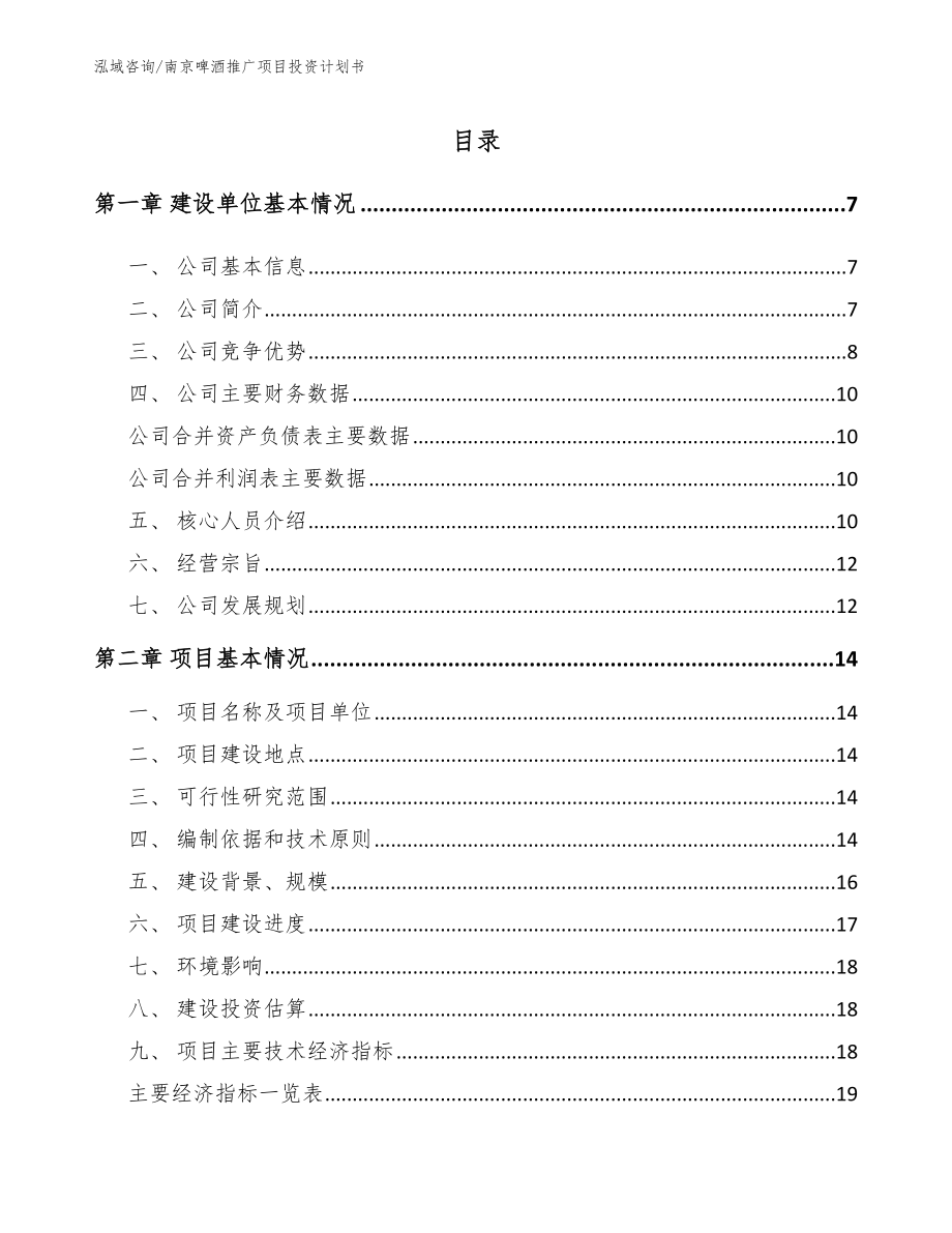 南京啤酒推广项目投资计划书_第1页