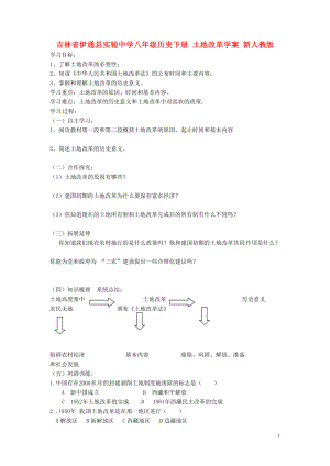 吉林省伊通縣實(shí)驗(yàn)中學(xué)八年級(jí)歷史下冊(cè) 土地改革學(xué)案（無答案） 新人教版