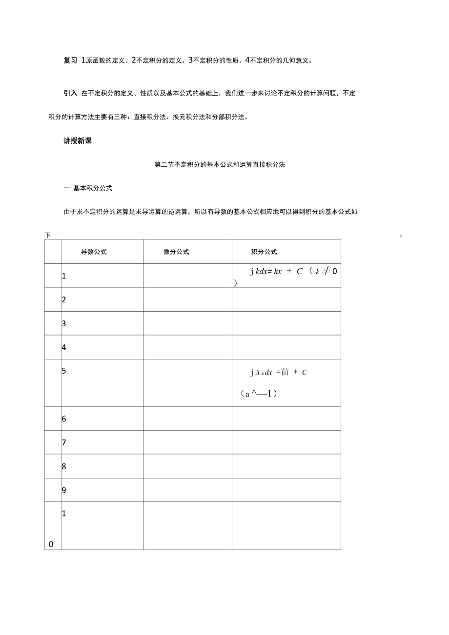 不定积分的基本公式和运算法则直接积分法_第1页