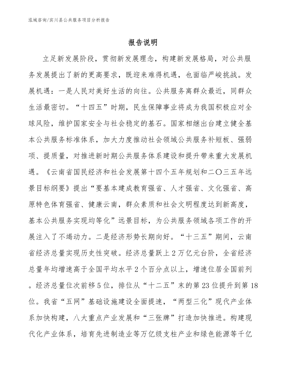 宾川县公共服务项目分析报告_模板范文_第1页