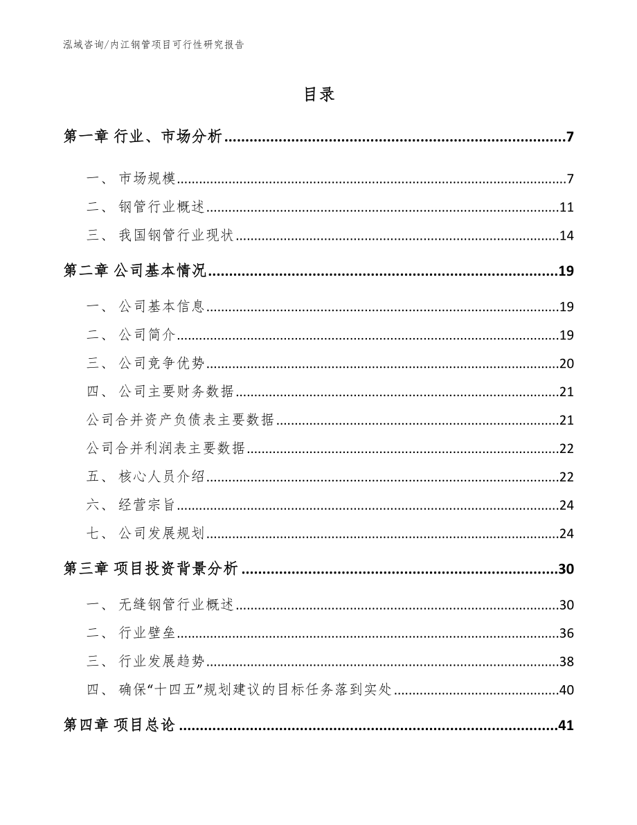 内江钢管项目可行性研究报告模板参考_第1页