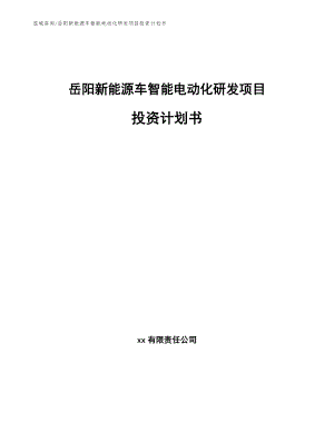 岳阳新能源车智能电动化研发项目投资计划书（范文模板）