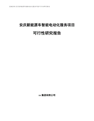 安庆新能源车智能电动化服务项目可行性研究报告（范文参考）