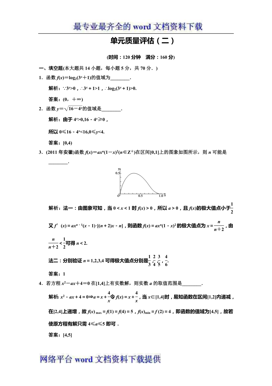 2013苏教数学理总复习单元质量评估2含答案_第1页