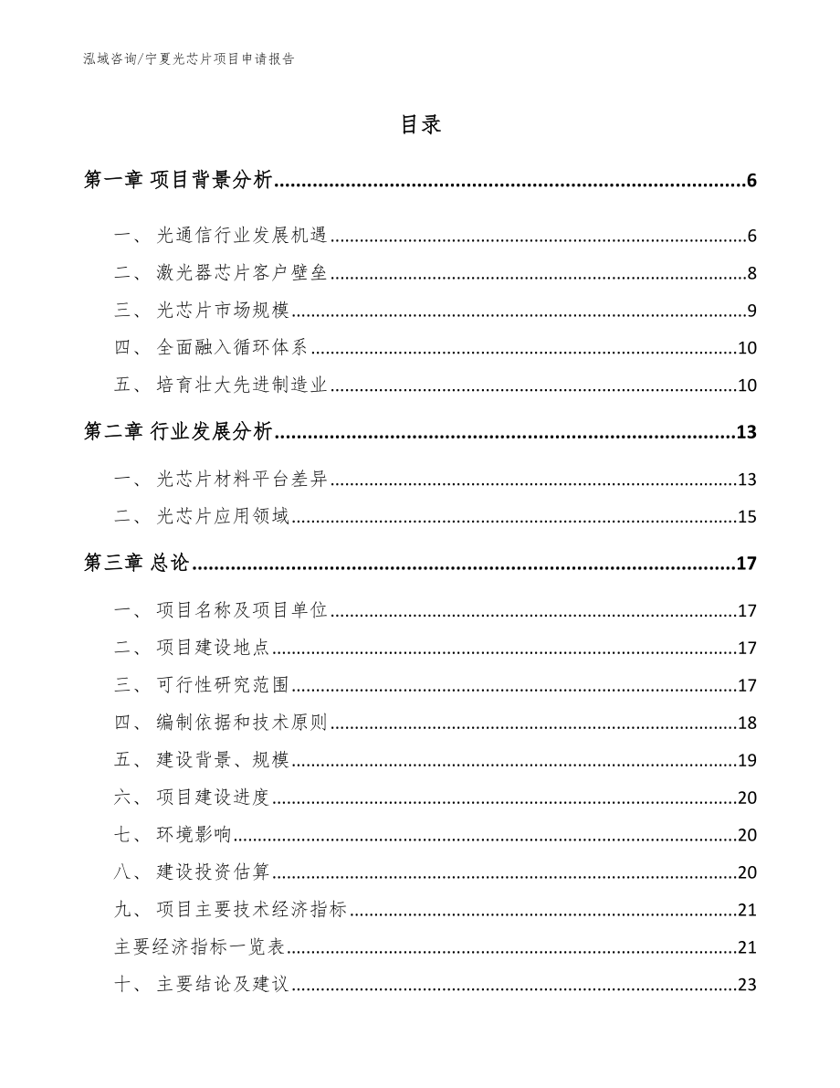 宁夏光芯片项目申请报告【参考范文】_第1页