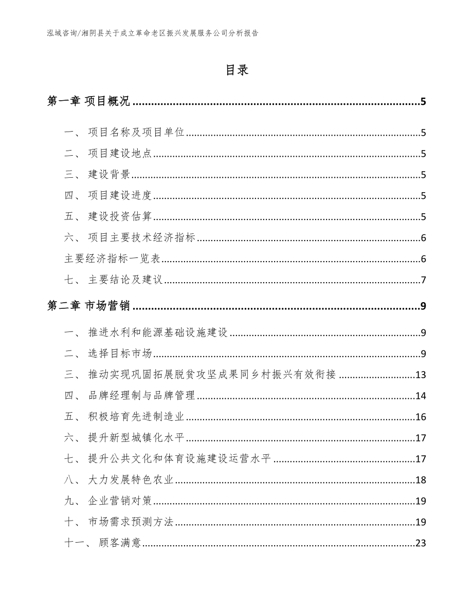 湘阴县关于成立革命老区振兴发展服务公司分析报告范文模板_第1页