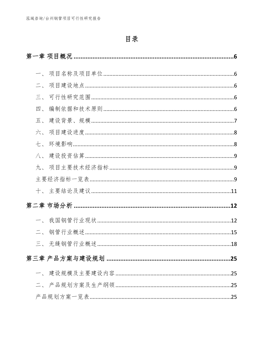 台州钢管项目可行性研究报告_第1页